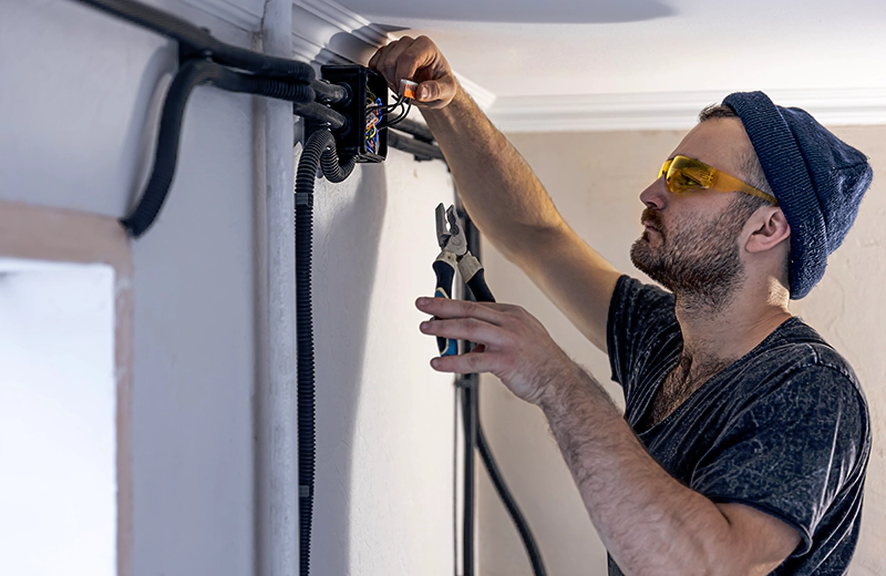 Wired security camera installation