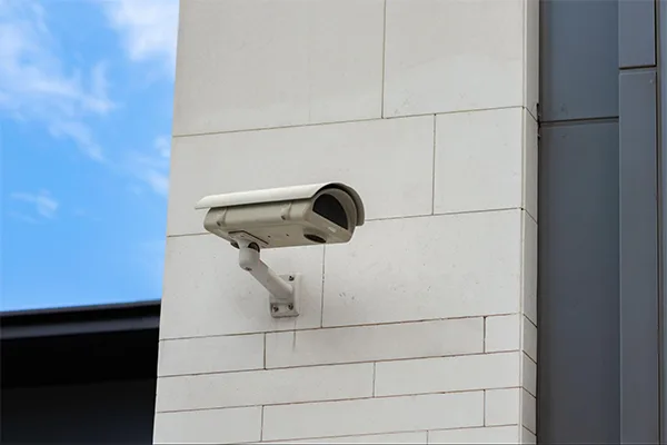 A pan tilt zoom camera in a residential area