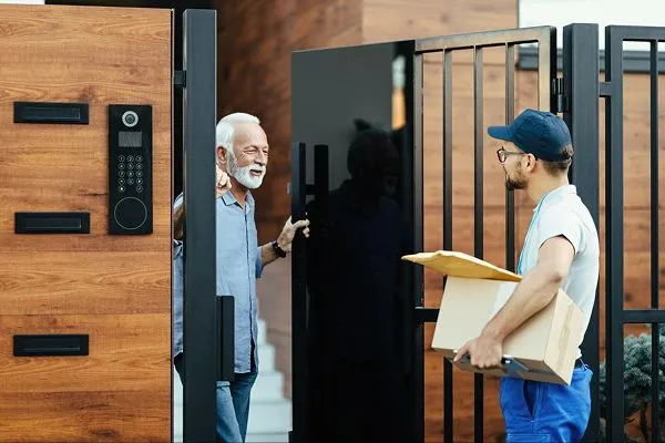Interaction between a delivery partner and a customer.